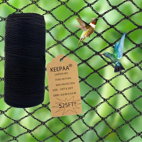 Heavy Duty Bird Netting - 0.6" Mesh UV Resistant 15FT*35FT - size: 15*35ft-0.6in Mesh