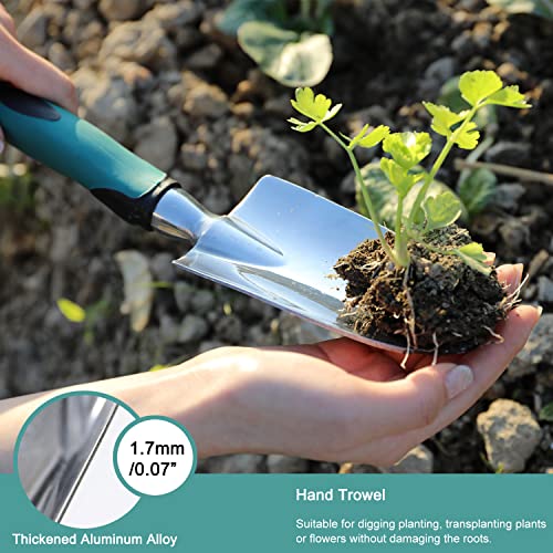 FANHAO Garden Tools Set, 3 Piece Heavy Duty Gardening Tools Cast Aluminum with Soft Rubberized Non-Slip Handle, Durable Garden Hand Tools Garden Gifts for Men Women - color: Teal