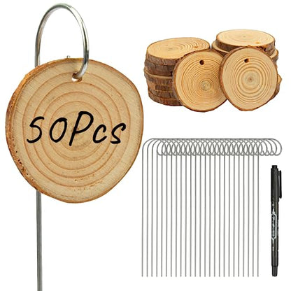 Temlum Wooden Plant Labels for Indoor & Outdoor Plants, 50pcs - color: Wood 50pcs
