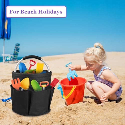 2Pcs 17L Cleaning Caddy with Handle, 600D Oxford Garden Tool Bag,Black+Pink - color: Black + Pink, size: 2PCS