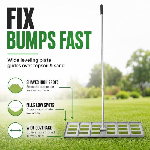 Garvee Heavy-Duty Stainless Lawn Yard Leveling Rake 30x10 Leveling Plate - size: 30*10 IN