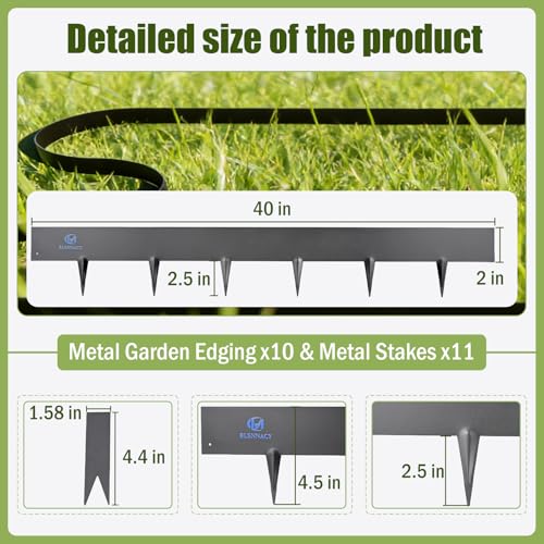 33ft. Metal Landscape Edging 4.5 inch (2" Above Ground, 2.5" Below Ground) - color: Powder-Coated Black, size: 10 Pack (40 x 4.5IN)