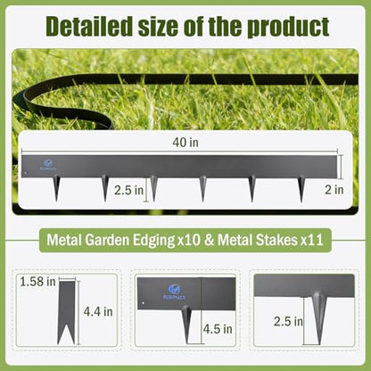 33ft. Metal Landscape Edging 4.5 inch (2" Above Ground, 2.5" Below Ground) - color: Powder-Coated Black, size: 10 Pack (40 x 4.5IN)