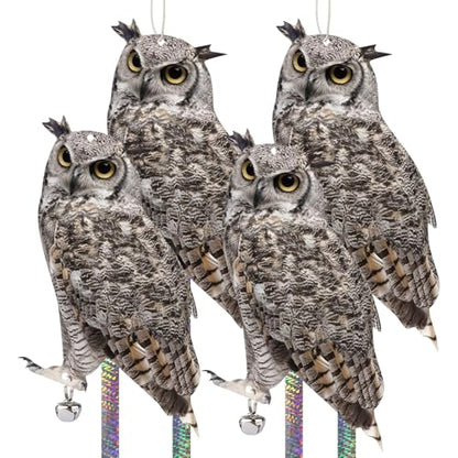 Fake Owl to Keep Pigeon Away, 4PCS Flat Plastic Owls - color: Grey Owl 4pcs