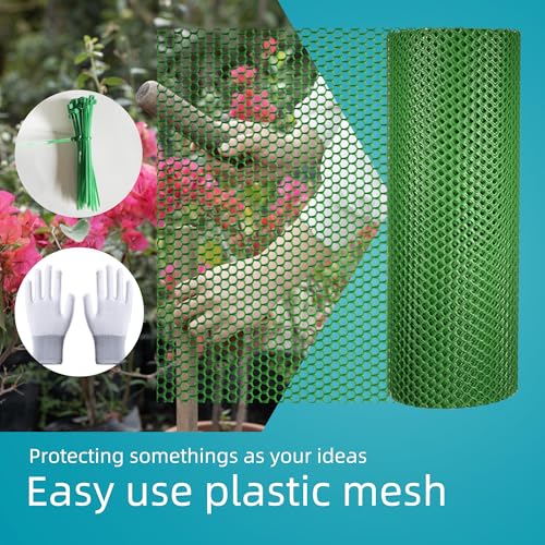 Pet & Garden Safeguard - 15.7IN x 32.8FT Roll - Green Plastic Netting, Multi-Use Decorative Fencing for Poultry, Dogs, Rabbits,Chicken and Snake Barrier - color: Green-32.8ft×15.7in