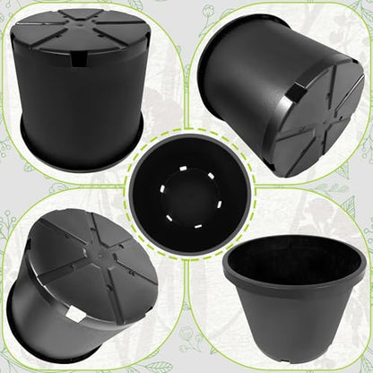 20 Gallon Nursery Pots Plastic Container Injection Molded Pot for Plants Flexible with Drainage Holes Suitable for Plants Soil Growers or Hydroponics Black 5 Pcs - size: 20 Gallon