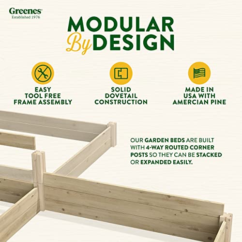 Greenes Fence Original Pine Raised Garden Bed, 4' x 8' x 7-10.5" - Made in USA with American Pine - size: 4' W x 8' L x 7-10.5" H