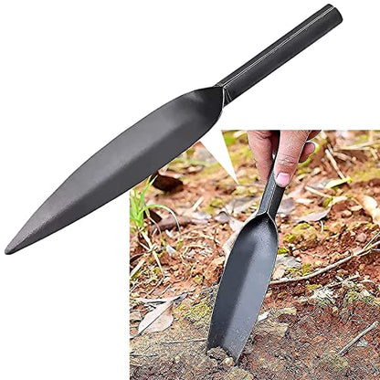 Willow Leaf-Shaped Garden Trowel Tool 12-inch Hand Shovel High-Carbon Steel Material One-Piece Forged Heavy Duty Manual Tool Potting Digging Transplanting Planting Weeding (Grey)