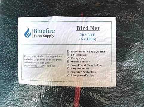 Bluefire Direct Commercial Grade Heavy Duty Polyethylene Anti Bird Netting for Garden Blueberries Fruit Trees Poultry Cage Pond Net Reusable Does not Tangle Snag or Rot (20 ft x 33 ft)