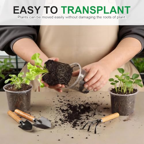 RooTrimmer 200 Pack 4 Inch Clear Plant pots with Drainage Holes, Transparent Nursery Seeding Pots, Flexile Seeds Starter Pots, Seeds Germination (4Inch,200P,Clear) - size: 4 Inch 200P
