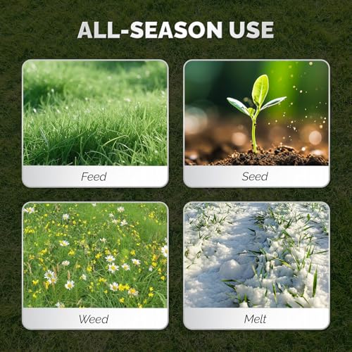 VINGLI 70lbs Fertilizer Spreader with 15 Adjustable Drop Rate, Pre-Assembled Walk-Behind Seed Spreader, with 9" Tire for Multi-Terrain, Broadcast Spreader for Lawn Care & Seed Spreading