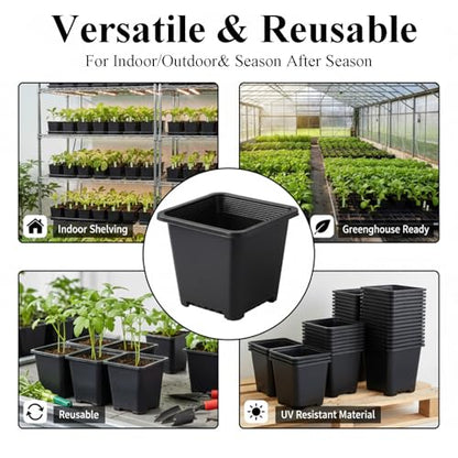 25 Packs Square Nursery Pots for Plants 3.5 Inch Seedling Pots with Holes - size: 3.5 Inch