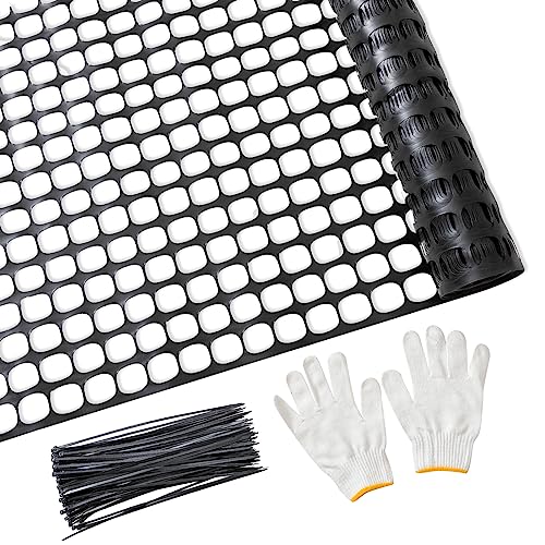 PotatoLife 2'x25' Plastic Mesh Fence for Garden with 50 Zip Ties, Black - color: Black, size: 2' x 25' (Regular)