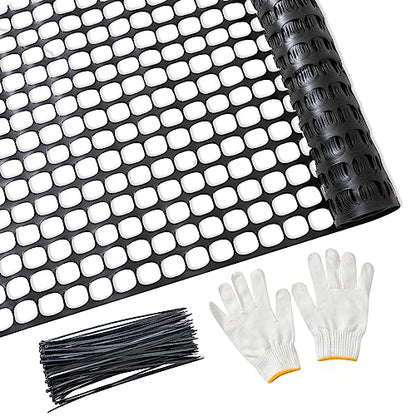 PotatoLife 4'x100' Plastic Mesh Fence for Garden with 100 Zip Ties, Black - color: Black, size: 4' x 100' (8.73 lb)