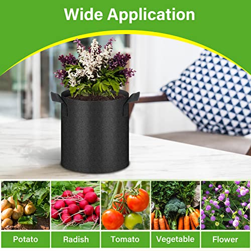 HealSmart 12-Pack 2 Gallon Nonwoven Grow Bags, Aeration Fabric Pots with Handles, Suitable for Garden Fruits, Vegetables and Flowers, Black - color: Black, 12 Pack, size: 2 Gallon