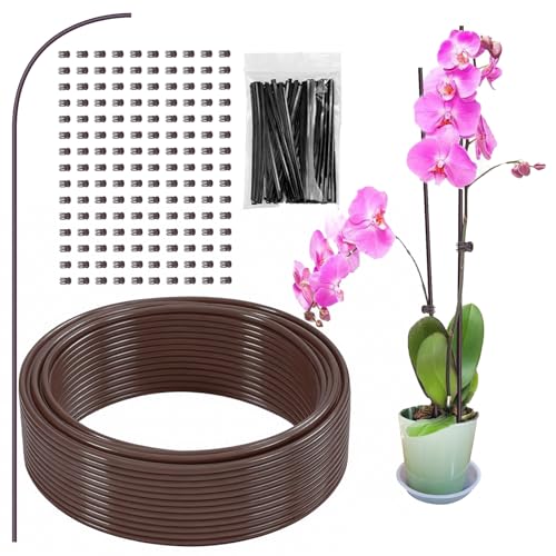 Plant Support Stakes with 100 Plant Clips, 65ft Plant Sticks, 800 Ties Brow - color: Brown, size: 65ft