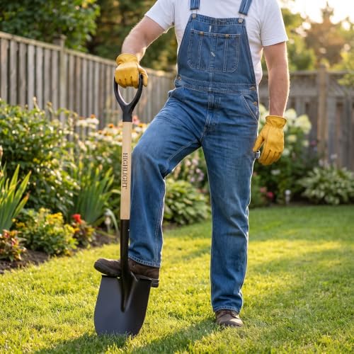 Shovel for Digging Round Point Garden 41 Inch D-Handle Wooden Handle