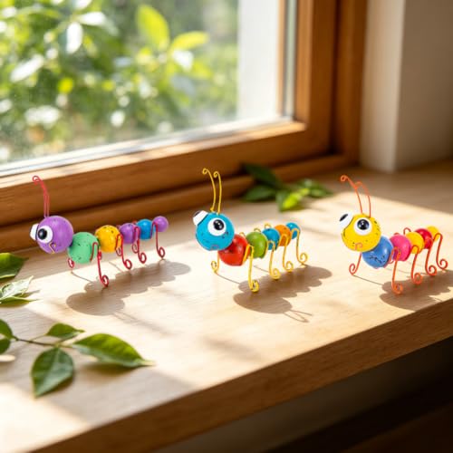 Metal Yard Art Colorful Caterpillar Figurines Set of 3 - color: 3 Pack Caterpillars