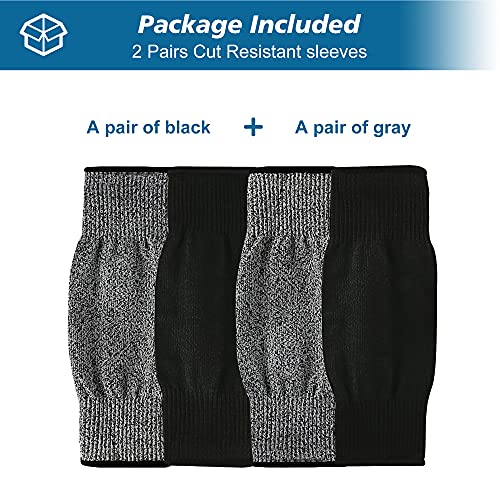 2 Pairs Protective Arm Sleeves, Cut Resistant Sleeve Arm Protectors Anti Abrasion Safety Armband for Garden Kitchen Work (Black+Grey) - color: Black+gray