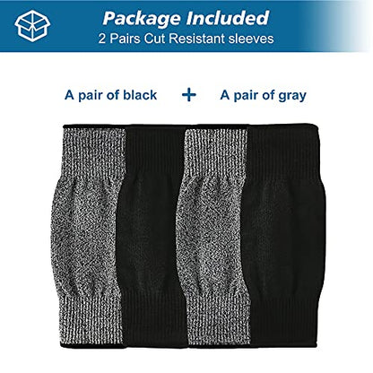 2 Pairs Protective Arm Sleeves, Cut Resistant Sleeve Arm Protectors Anti Abrasion Safety Armband for Garden Kitchen Work (Black+Grey) - color: Black+gray