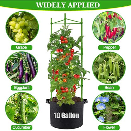 Moirsunt Tomato Cages with 10 Gallon Grow Bags, 48 Inches Tomato Planter - size: 48 inch