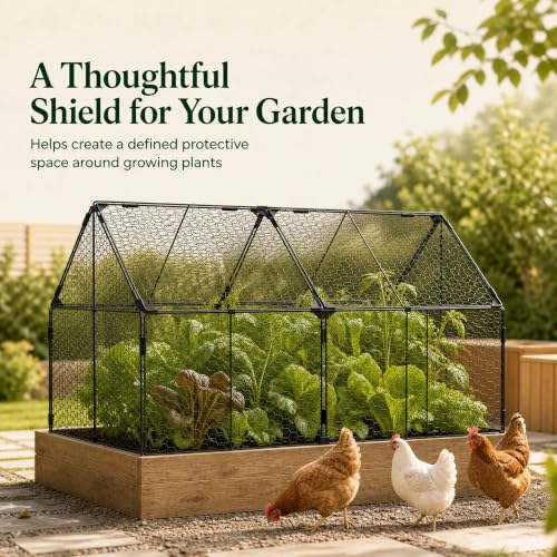 Decoroca 4x2ft Crop Cage - Metal Garden Cage with Flip-Top&12 Ground Stakes - size: 4x2ft