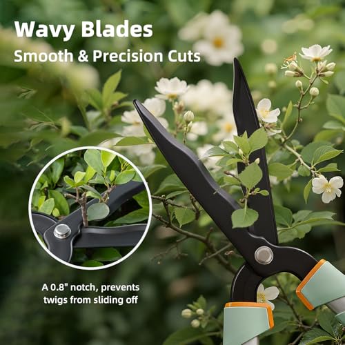 PrunePro® 3 Pack Garden Pruning Shears Set - 8" Bypass Prunes 7" Garden Scissors 27"-35" Extendable Hedge Shears Effortless Cut Stainless Steel Sharp Blade Arthritis Friendly Plant Clippers