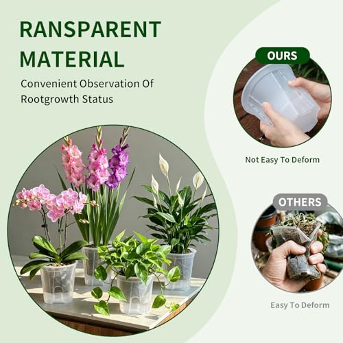 Cdd's Path Self Watering Pots Set with Deep Water Tank, Large Drainage Holes, Reservoir & Air Pipes, 5/6/7/8 Inch Naked Root Planter for Indoor Outdoor Plants, Flowers, Seedlings, Clear, 4 Pack - size: 5/6/7/8 inch-4 Pack