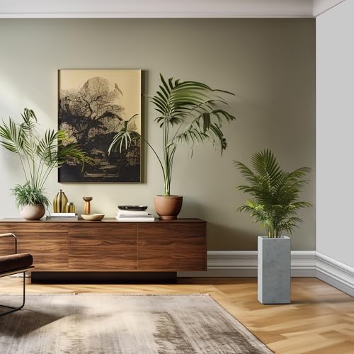 Kante Small Column Square Pale Gray Concrete Planter 19.9" H, Outdoor - color: Natural Concrete, size: 19.9" H