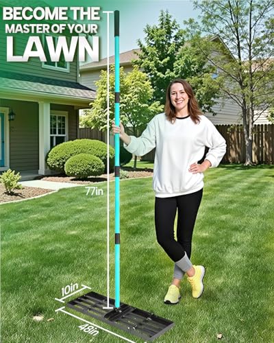 48"x10" Lawn Leveling Rake, Yard Leveling Rake for Soil with 77" Handle - style: 48"X10"