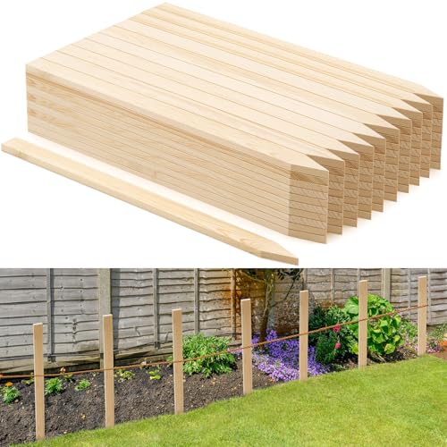 Colingmill 20 Pieces Wooden Garden Stakes 24 Inch Grade and Survey Stakes Wooden Garden and Sign Posts for Plant Support Silt Fence Yard Farm Survey Boundaries Baselines - size: 24 Inch