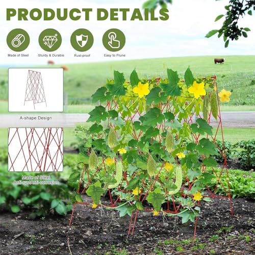 Cucumber Trellis 2 Pack,Foldable A-Frame Garden Trellis - color: Garnet Red, size: 39.4" H