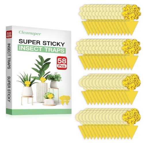 58 Pack Gnat Killer Sticky Traps for Plants - Yellow Fungus Gnat Sticky Trap for Indoor Houseplants, Fruit Flies, Whiteflies, Aphids - Family Friendly Design, Flower and Cloud Shapes - color: Yellow, size: 58 PCS