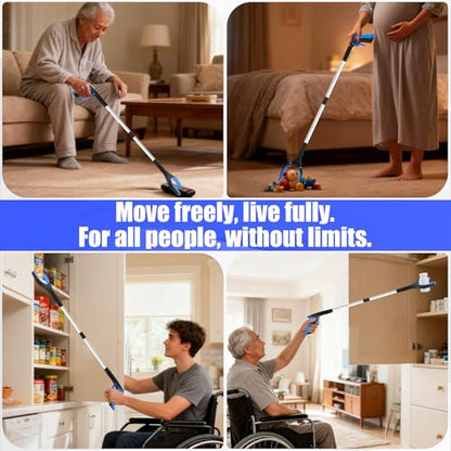 12 Pack 32 Inch Commercial Trash Grabber for Elderly Assist, Foldable - color: Blue