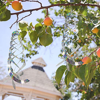 4 Pcs Bird Repellent Spiral Reflectors, 15.8" L Hanging Bird Deterrents - color: Silver-4Pcs