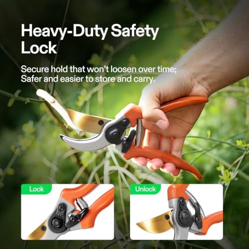 VIVOSUN 8" Bypass Pruning Shears for Gardening, Heavy-Duty Garden Scissors, Ultra Sharp Pruners with 3/4 in. Cut Capacity, Garden Clippers for Pruning - style: Bypass Pruner