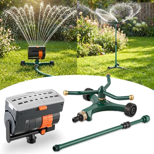 3-in-1 Lawn Sprinkler System with Adjustable 16-30" Riser