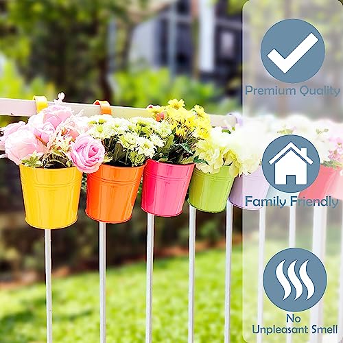 LaLaGreen Colorful Rail Planter (4 in, 10 Pack) Metal Fence Railing Pot - size: 4 Inch (Multi-A)