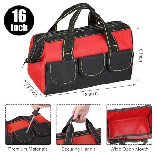 Sanwuta 3 Pack 16 Inch Tool Bags, Classic, Red, Army Green, Yellow - color: Red, Army Green, Yellow, size: 16 Inch, style: Classic