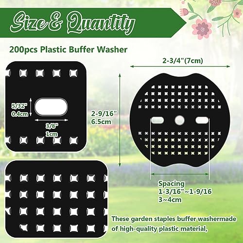Gisafai 200 Pcs Landscape Staple Gasket for Weed Barrier, Black