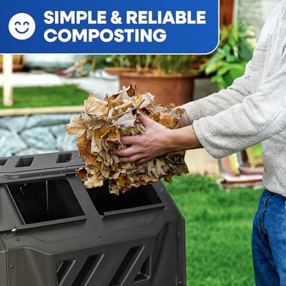 PLASTIC PRINCE Compost Tumbler Rotating Garden Compost Bin Outdoor Dual Chamber 43 Gallon Backyard Composter Tumbling Barrel Mixer Outside, Large, Black - color: Black