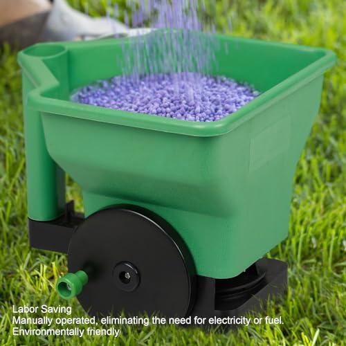 3L Hand Spreader Manual Seed Fertilizer Spreader Small Labor Saving Handheld Portable Lightweight Hand Cranked Lawn Seed Fertilizer Applicator Lawn Garden Small Farms