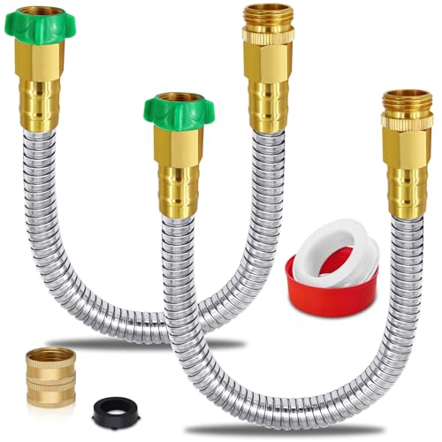 Boltigen Short Garden Hose 2 feet, 2pack 304 Stainless Steel Short Water Hose, Flexible & Lightweight Short Hose with male to Female Metal Connector, 2ft Garden Hose, for Convenient Garden Working - size: 2ft, style: 2 Pack