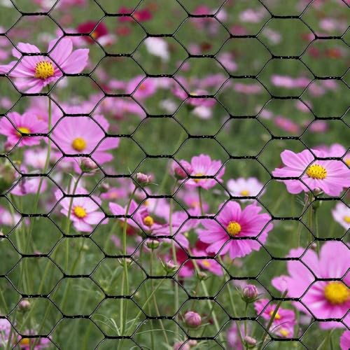 PVC Hexagonal Poultry Netting Chicken Wire 18" x50' x 1" Mesh 20GA Black - size: 18"x50'-1" 20GA
