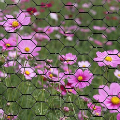 PVC Hexagonal Poultry Netting Chicken Wire 18" x50' x 1" Mesh 20GA Black - size: 18"x50'-1" 20GA