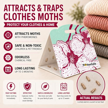 Mottenfalle Clothes Moth Traps, 6-Pack – Premium Pheromone Sticky Traps for Closets, Wool Clothing, Carpets & Home Fabrics – Odorless, Non-Toxic & Eco-Friendly Protection (Table-Top) - size: Table-Top