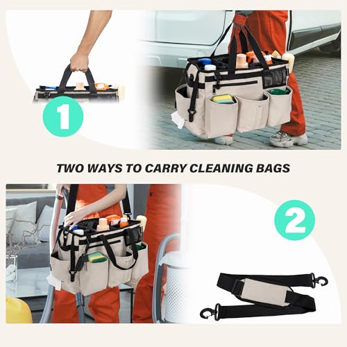 IBVIVIC Wearable Cleaning Caddy Bag for Cleaning Supplies, White - color: White