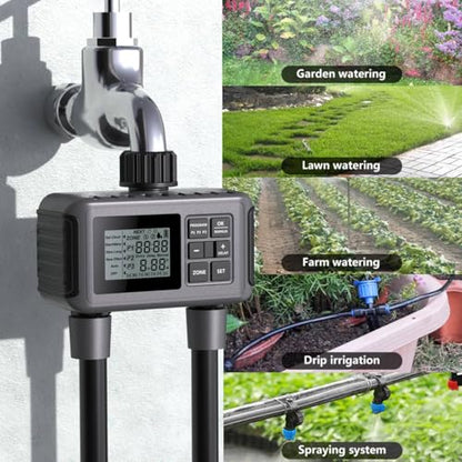 Uzoli 2-Zone Sprinkler Timer for Garden Hose, Programmable Water Timer