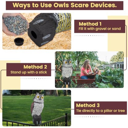 Owl Decoys to Scare Birds Away, Waterproof Owl Statue for Garden - size: Small