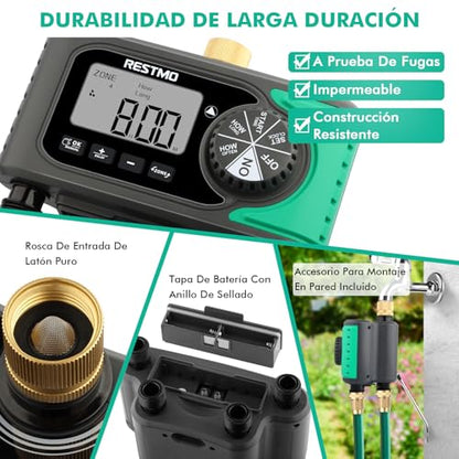 RESTMO 4-Zone Sprinkler Timer, Programmable Water Timer for Garden Hose - size: 4 Zone